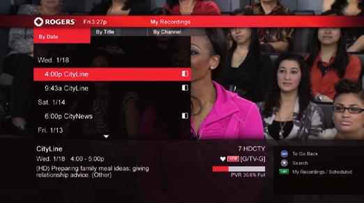 The Picture-In-Picture feature allows you to watch two shows simultaneously. To record a program 1. Select a program in the Enhanced Guide and press the key. 2.