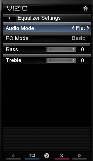 Equalizer Settings To select the options in the Equalizer Settings sub-menu, press OK. A new menu will be displayed showing the available equalizer functions.