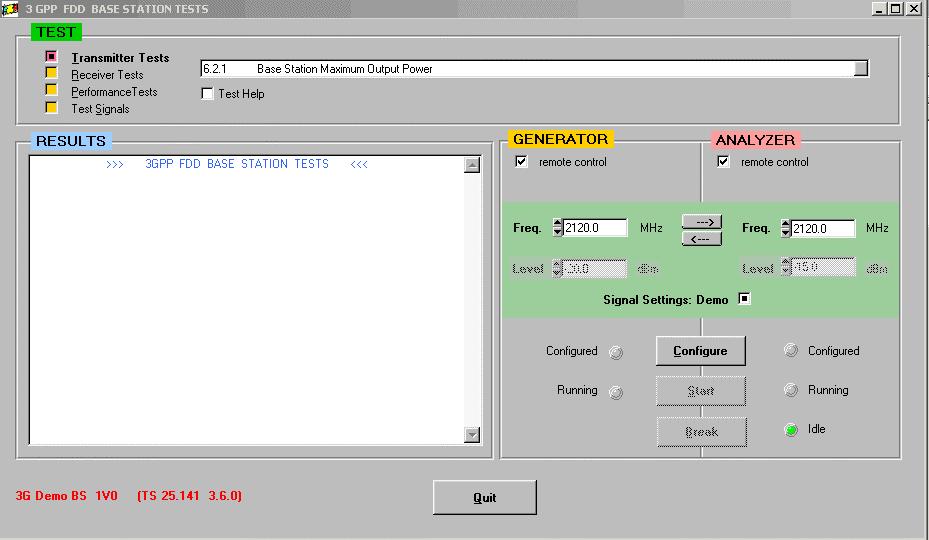 3 Principles of Operation First steps with the demo program For running transmitter tests, you need the FSIQ analyzer.