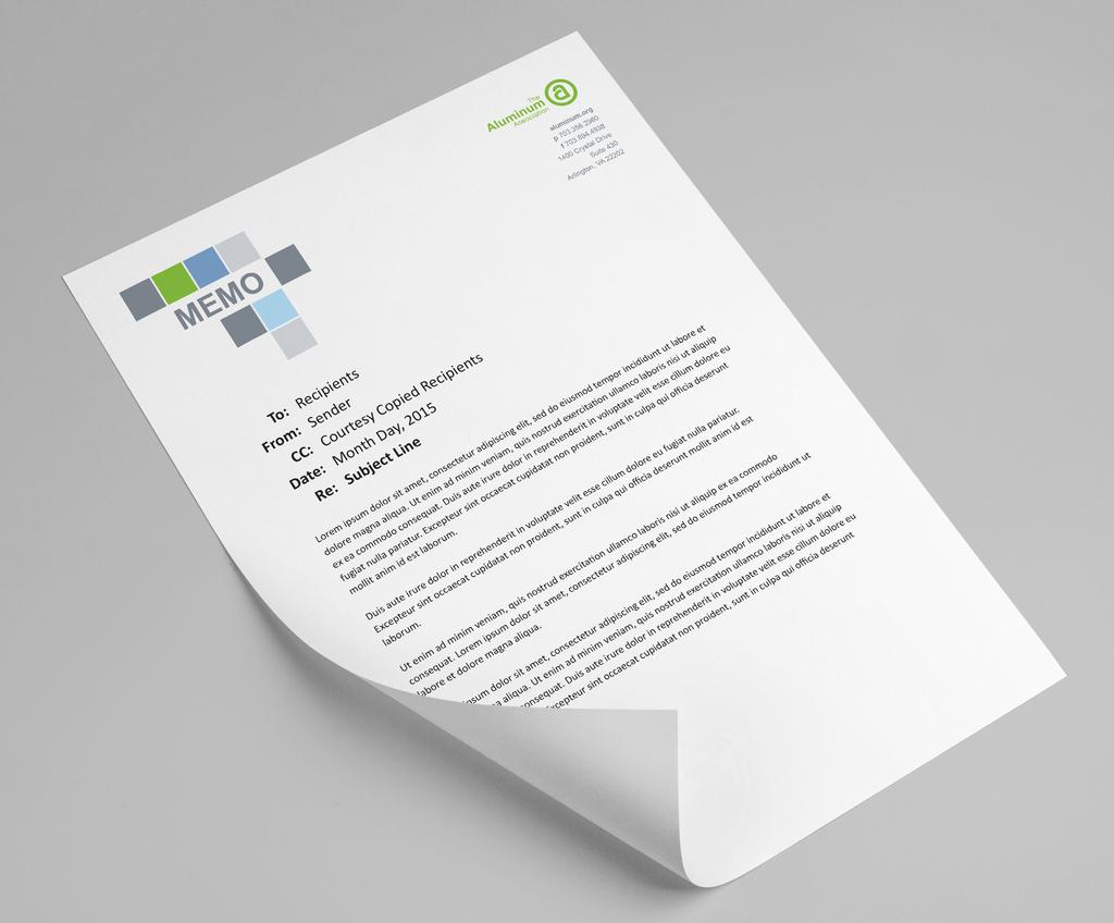 Brand Identity Document Headers Memos, Agendas and More Always use the official Aluminum Association 8.