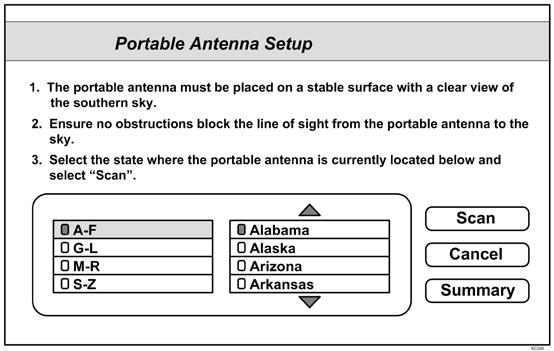 The Portable Antenna Setup screen will display. NEW AND UNACTIVATED RECEIVER 2.