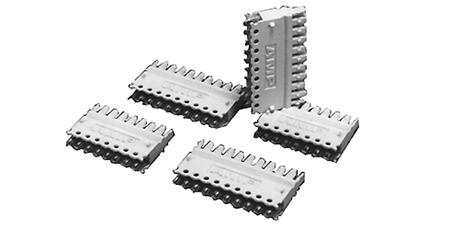 index strips for positioning cables for termination. Each strip accepts up to 25 pairs and is marked at 5-pair intervals. Blocks can be terminated using a 110 termination tool.