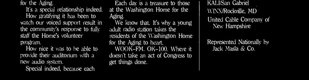 Washington Home for the Aging to heart. WOOK -FM. OK -100.