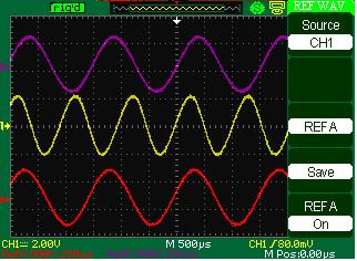 Operation step: 1. Press the REF menu button to display the Reference waveform menu. 2. Press the Source option button to select input signal channel. 3.