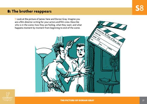 TEACHER S GUIDE Before the performance 8: The brother reappears LESSON AIMS SKILLS OPPORTUNITIES: Writing a scene in a film. Using Present Simple to narrate a sequence of events.