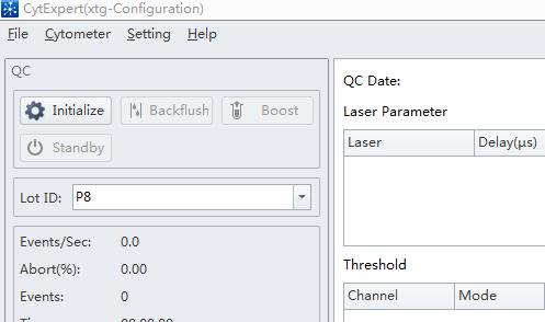 Instrument QC 2. Log on to the computer and double-click to start CytExpert. a. Ensure that the Connected icon on the Status Bar near the bo