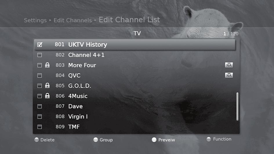 Managing Channels Editing Channels The Edit Channel List menu will help you delete or lock multiple channels.