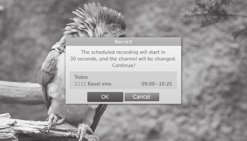 duration. Cancel either of the scheduled recordings (or reminders). Cancel the previous recording.