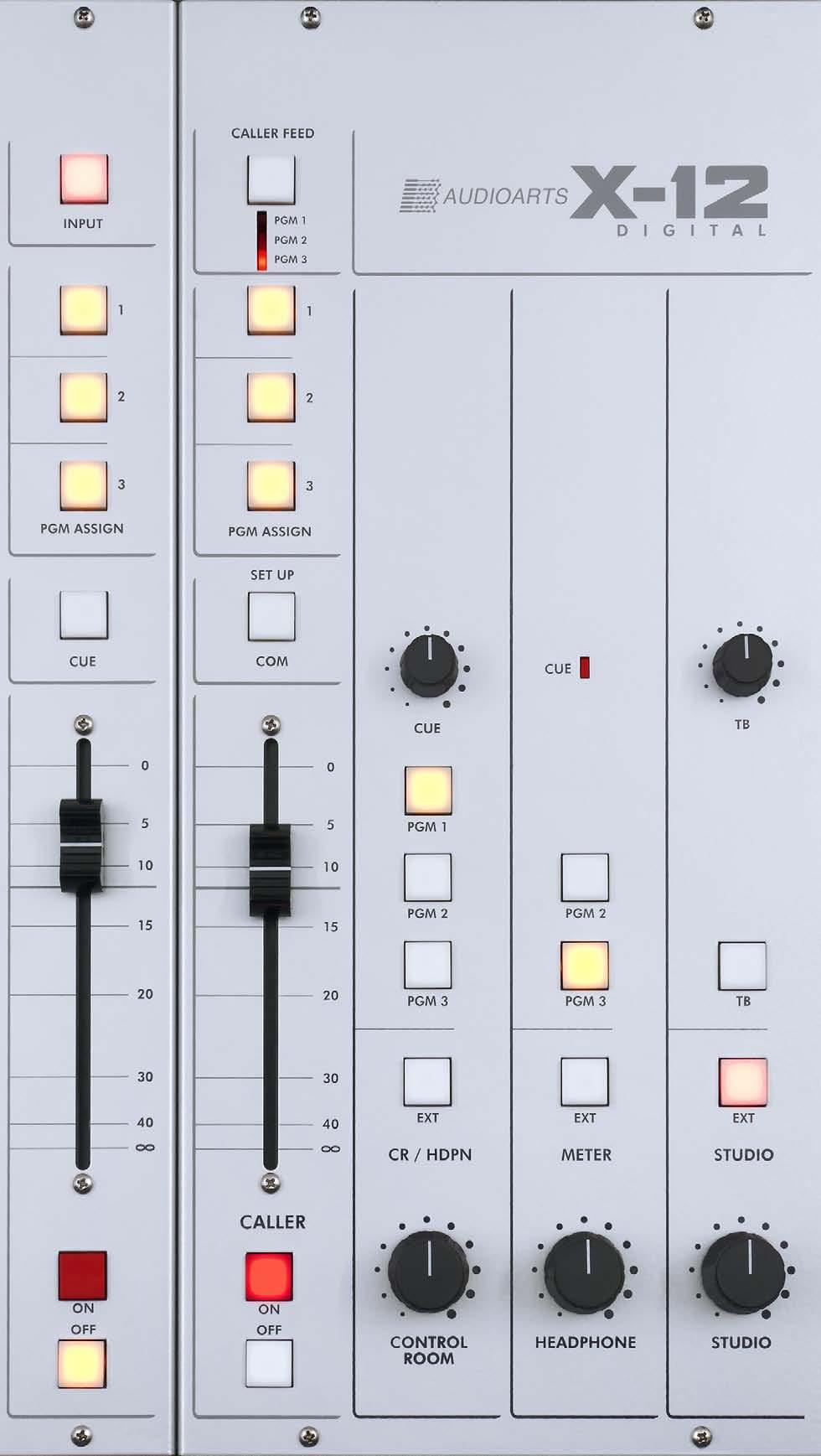 X-12 DIGITAL Surface Input Channel INPUT: Selects between two preset sources. PGM ASSIGN: Directs the module s signal to any of three stereo output busses.
