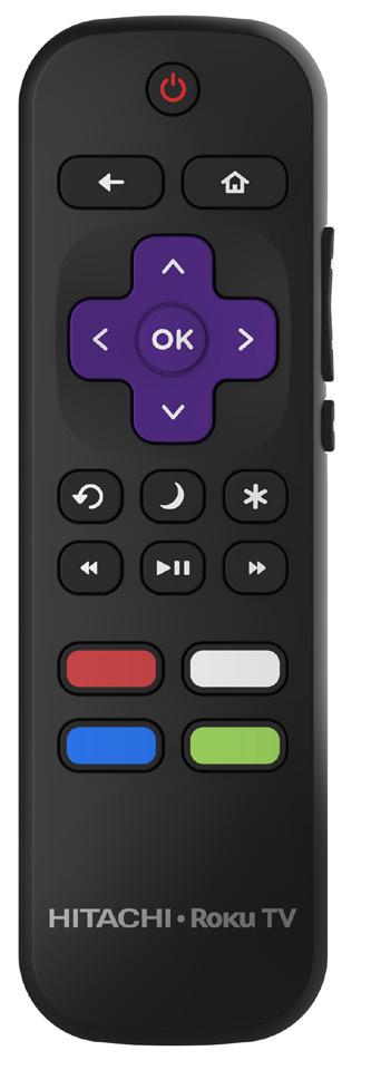 Roku TV Remote control POWER BACK UP LEFT DOWN INSTANT REPLAY REWIND PLAY/PAUSE HOME OK RIGHT OPTIONS SLEEP TIMER FAST FORWARD PRESET FEATURED CHANNEL SHORTCUT BUTTONS VOLUME UP VOLUME DOWN MUTE