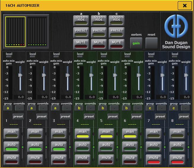 Graphic EQ, effects, and Premium Rack Inserting Automixer in channels post-fader This section explains how to mount Automixer in a virtual rack, and insert Automixer input and output into channels