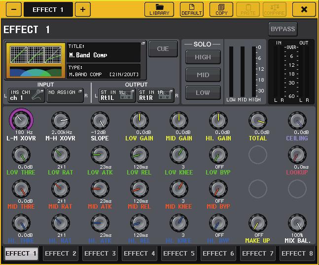 Graphic EQ, effects, and Premium Rack Editing the internal effect parameters This section explains how to change the effect type and edit the parameters.