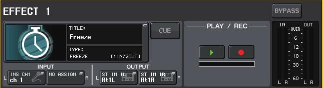 Graphic EQ, effects, and Premium Rack EFFECT EDIT window (when FREEZE is selected) If the FREEZE effect type is selected, a PLAY button, REC button, and progress bar will appear in the special