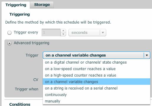 Calculations On the result of a calculation changing to or from zero 1. When a specified channel variable changes to or from zero 2. When a specified channel variable changes to zero 3.