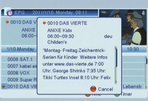This feature is depending on the service of the channel provider. Press [EPG] to open the EPG window (OSD 5). 2.