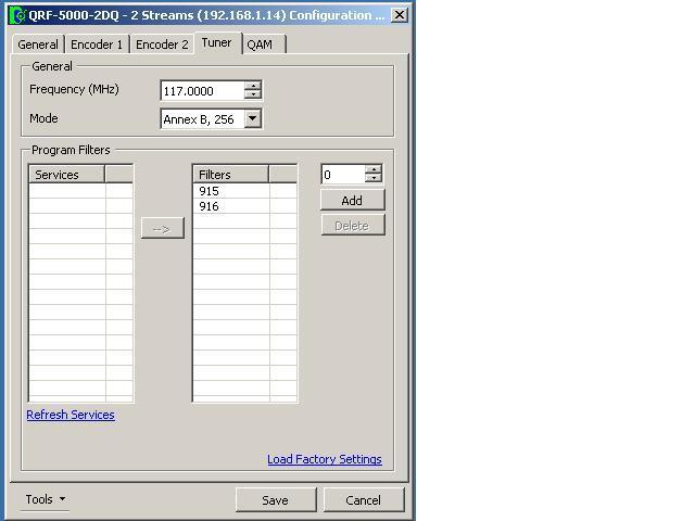 Program the tuner o If not already open, launch the configuration editor for the QRF in question, by highlighting the unit in the REP Manager and hitting Configure.