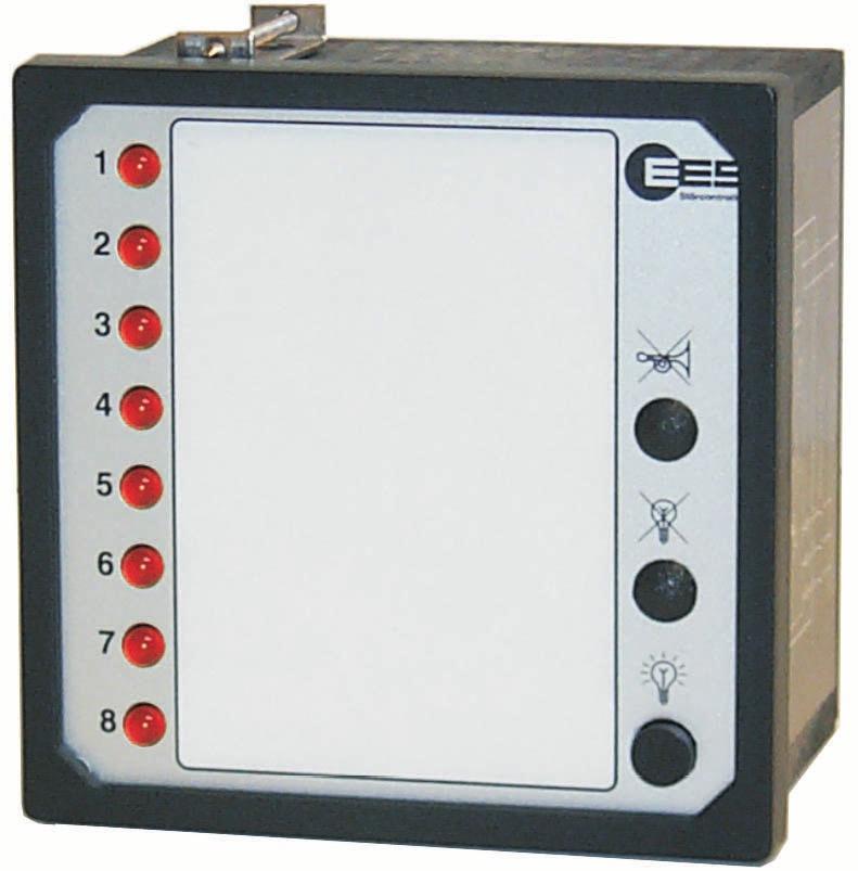 Indication modules LED-indication modules Compact module in a 96 x 96 mm housing for panel mounting 8 or 16 channels with exchangeable LED s Several alarm voltages in a range from 24 V