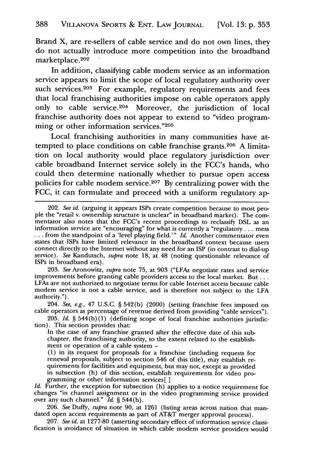 Jeffrey S. Moorad Sports Law Journal, Vol. 13, Iss. 2 [2006], Art. 4 388 VILLANOVA SPORTS & ENrT. LAw JouN' AL [Vol. 13: p.