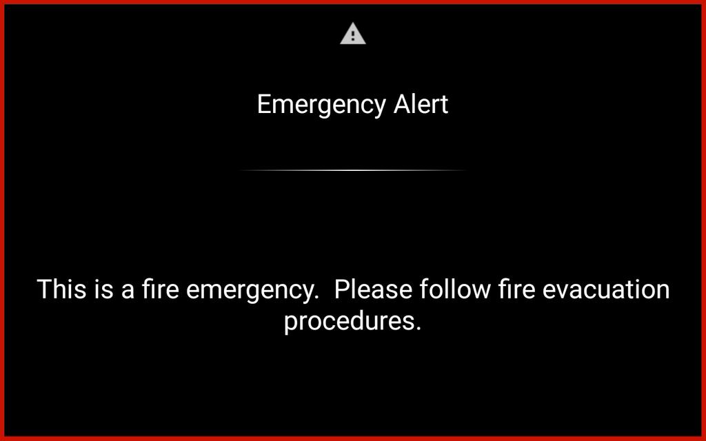 Broadcast Messages When the Crestron Fusion server sends an emergency broadcast message, the scheduling application displays an Emergency Alert screen.