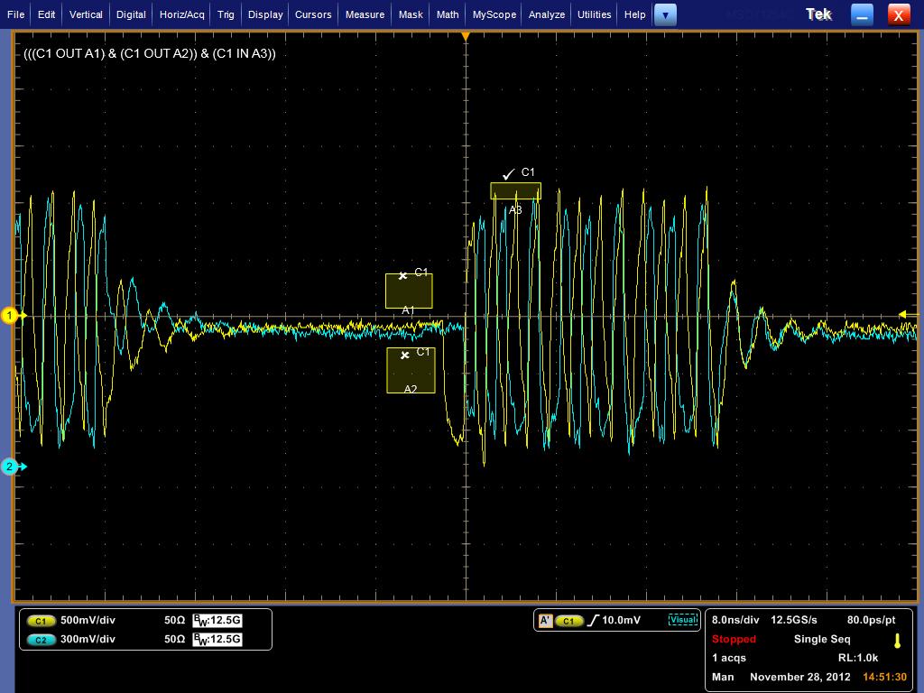 Debugging Memory Interfaces using Visual Trigger on Tektronix Oscilloscopes Figure 4. Read Burst based on Amplitude.