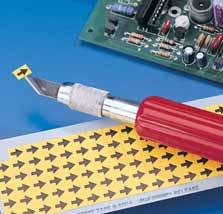 Inspection Arrows/Quik-Dots Markers Pin-point rework areas on printed circuit boards Select from five sizes in three different colours Red, White and Yellow B-500 vinyl cloth material provides a