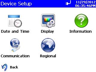 Select Language 1. From the Main tab, select Setup Device Regional. 3. Press to start sampling. 4.