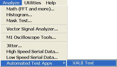 Preparing to Take Measurements 3 Starting the XAUI Electrical Validation Application 1 From the Infiniium oscilloscope s