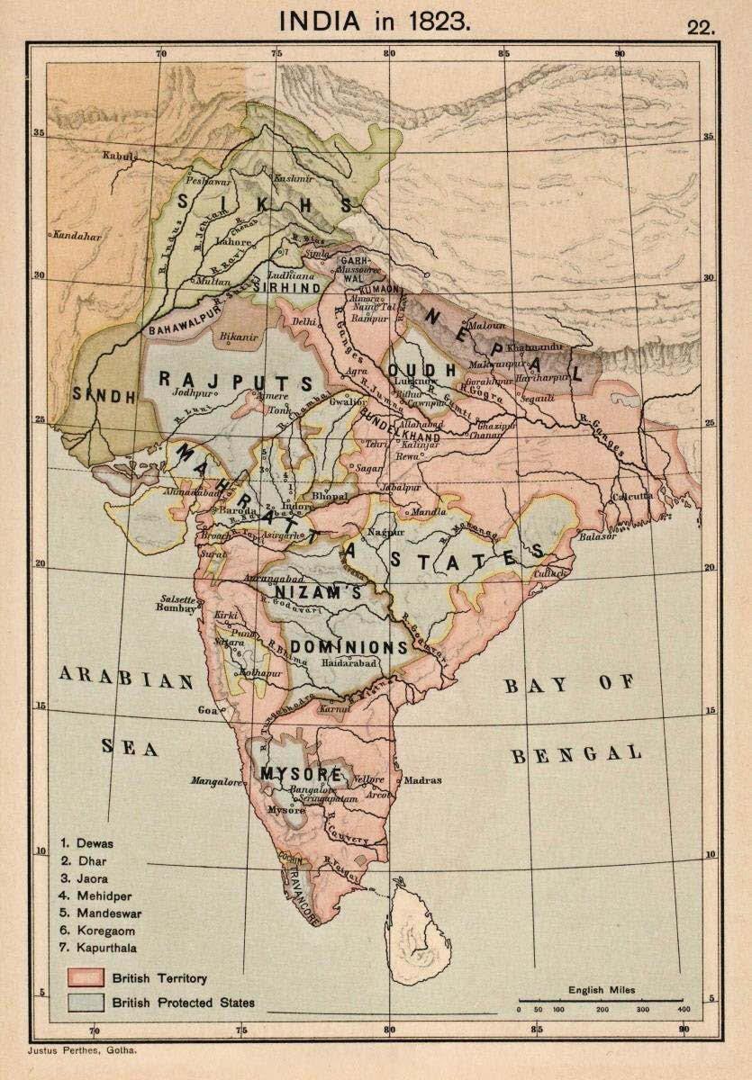 Figure 2.1: British India in 1820. Early High-Colonial Calcutta 1833 1856 By 1833, Britain and the world viewed the subcontinent at part of the British Empire.
