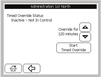 Select an area name Timed Override Status Not Active Use this screen to start a TOV request and set the