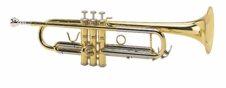 It has keys that are pressed, a mouthpiece, and a bell. Lots of different music types use the trumpet, but especially 20th century music and jazz.