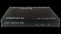 HDBASET EXTENDERS INT-HD70-TX / INT-HD70-RX 70M HDMI, IR AND RS232 HDBASET EXTENDER INT-HD70-TX INPUT/OUTPUT CONNECTIONS HDMI Input One (1) HDMI Type A Receptacle HDBaseT Port Power RS232 Port IR