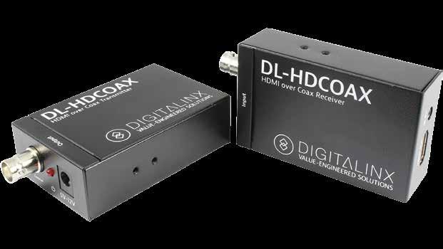 ADDITIONAL EXTENDERS / CONVERTERS DL-HDCOAX HDMI AND IR EXTENSION OVER RG6/RG59 The Digitalinx DL-HDCOAX is an HDMI over Coax extender that accommodates distances up to 100 meters (328ft).