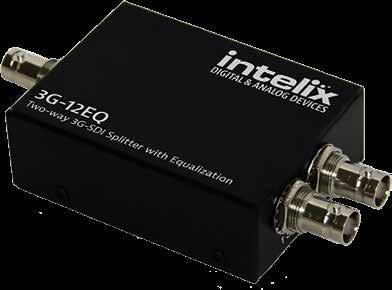 ADDITIONAL EXTENDERS / CONVERTERS 3G-12EQ 1 X 2 SDI EQUALIZER WITH DUAL OUTPUTS The Intelix 3G-12EQ is a splitter with an SDI repeater circuit to reach long distances.