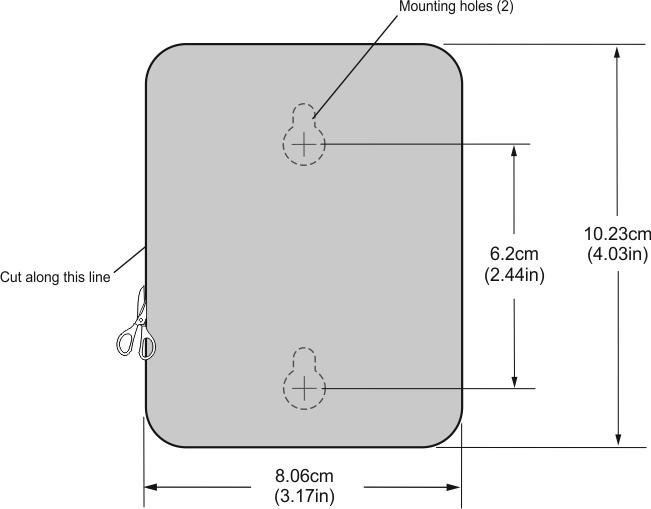 Figure 10: Drilling Pilot Holes in the Center of the Mounting Holes. Not to scale 4. Remove the template.
