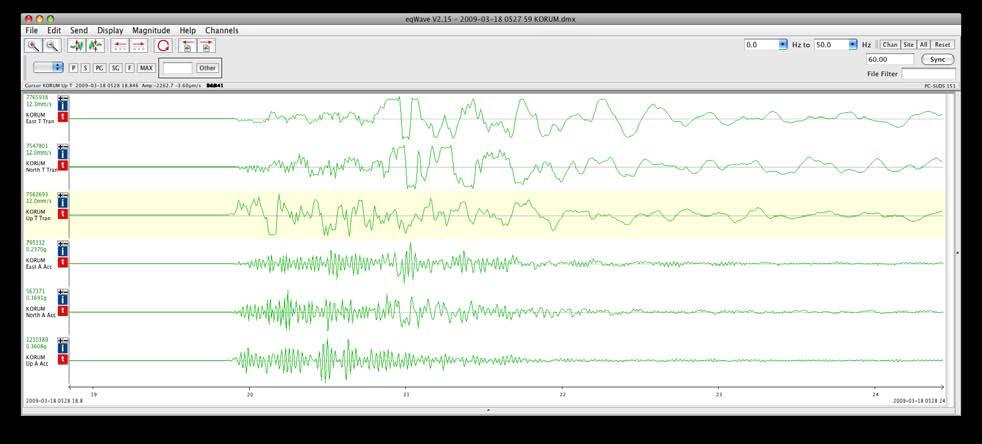The first recording (above) is of an ML 4.7 earthquake where the seismic recorder was at a hypocentral distance of about 8km.