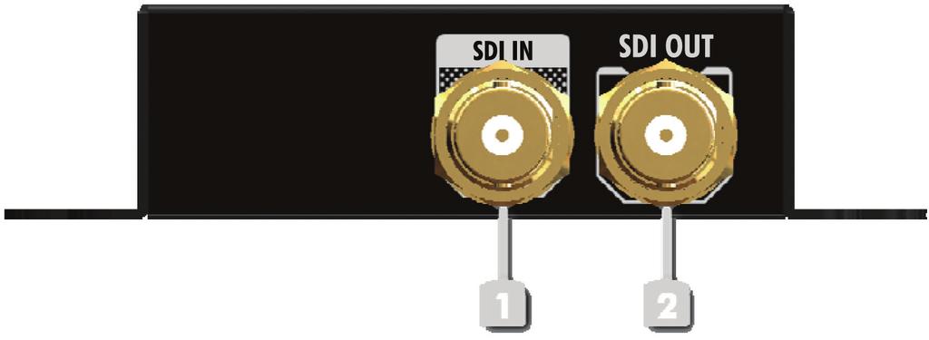PANEL DESCRIPTION FRONT PANEL 1. SDI IN: 3G/HD/SD-SDI Input#1 2. SDI OUT: 3G/HD/SD-SDI output #2 BACK PANEL 3.