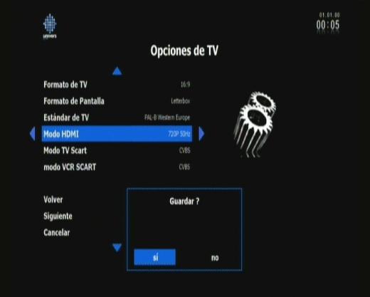 Screen format Options: Pan&Scan, Letter Box or Stretch, use buttons to change it. With this option, can choose how will visualize films with large format in your screen.
