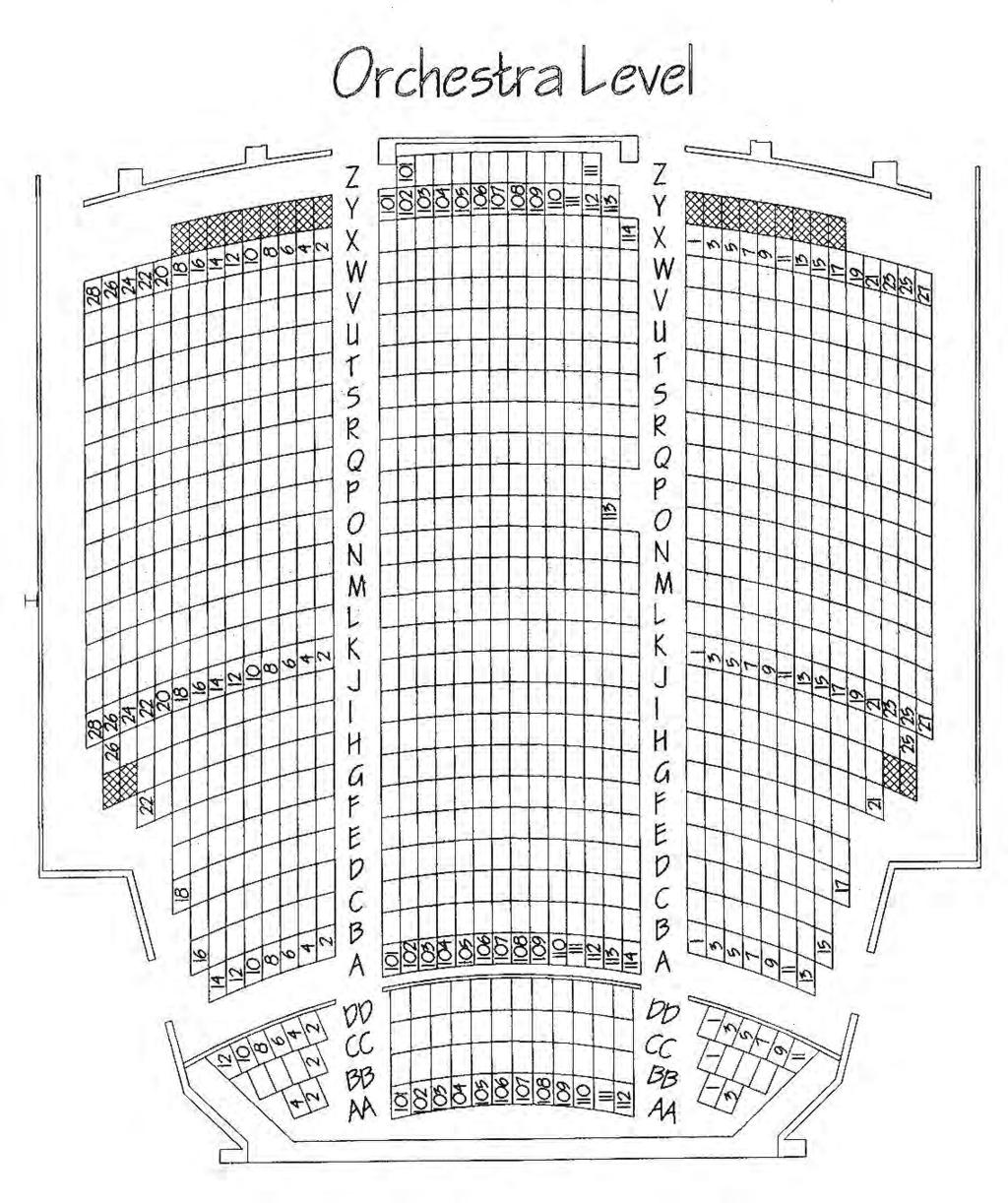 Mainstage Capacity: Maximum 1751 Orchestra - 926 Orchestra Pit- 72 Mezzanine - 278 Balcony -