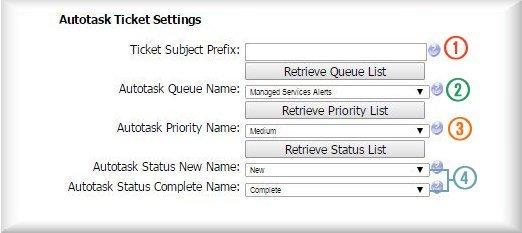 Ticketing with Autotask Confirming or customizing Autotask ticketing choices Several settings on the efolder Integration Setup page must be confirmed or customized before ticketing can be fully