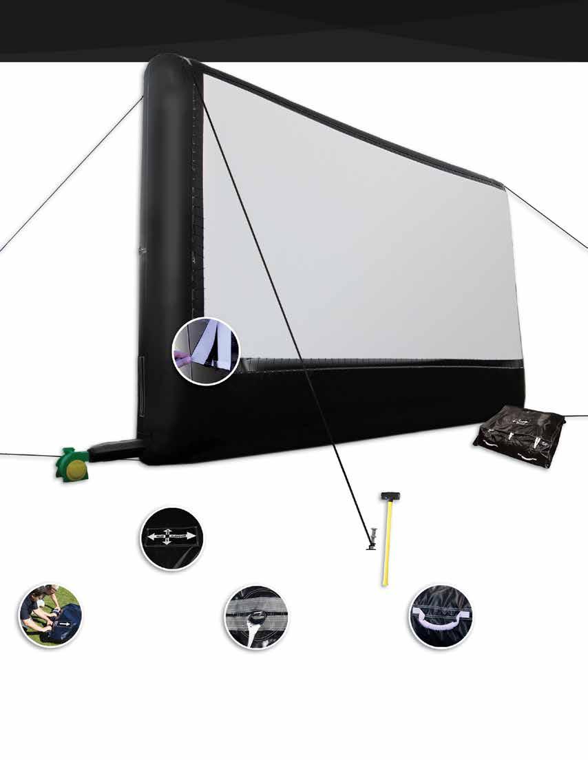 ELITE SCREEN WIDE TUBES Wide tubes protect the projection surface when folded up and offer stability in windy conditions.