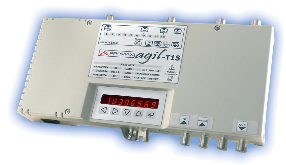 12 TV DISTRIBUTION SYSTEMS Programmable Selective Amplifier AGIL-T Agil is a programmable head-end unit for use with analogue/digital UHF signals.