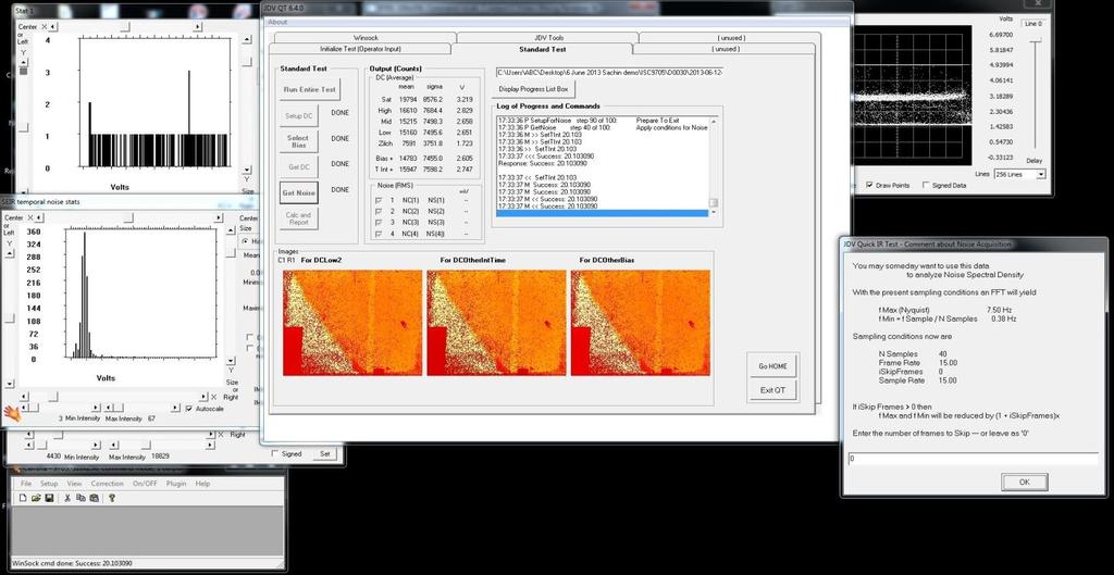 Screenshot 21: Setup for Noise (Offset & Gain Selection) During measurements user prompt is generated to display sampling information viz.
