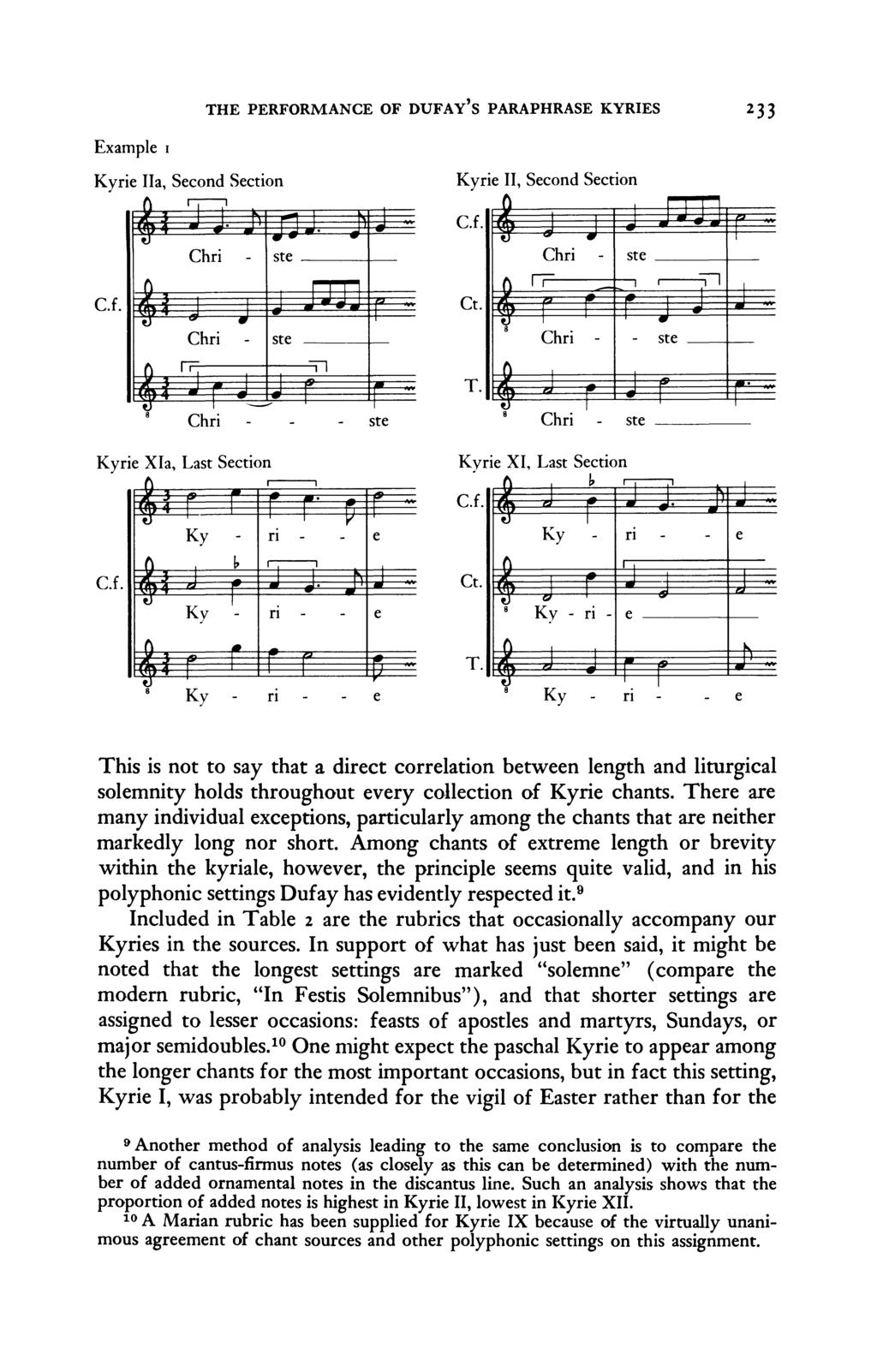 Example i Kyrie IIa, Second Section Kyrie THE PERFORMANCE OF DUFAY S PARAPHRASE KYRIES 233 II, Second Section C.f&% ".