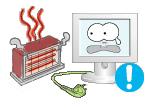 Keep any heating devices away from the power cable.