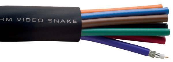 VIDEO CABLES 53 Video Snake: High-Definition RG 59 element has precision electrical characteristics and is tested and verified to meet resolution component analog video, the VS2000 series can also be