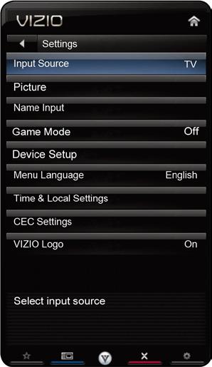Changing the TV Settings M3D470KDE Using the settings menu, you can: Change the input source Set up the TV tuner Name the TV inputs Set up parental controls Change the on-screen menu language Set the