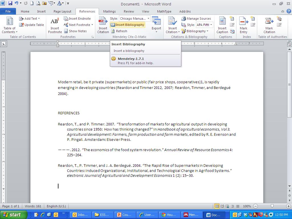 Make your reference list 2) Integrate Mendeley in Microsoft Word and create automatic in-text