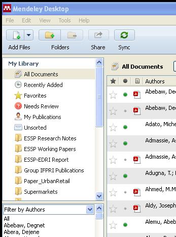 Create a database of references Some of the possibilities to add entries in your database: 1) Add Files: Select the files (pdfs, or for example citation files) to be inserted 2) Add Folder: Select a
