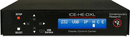Front Panel Display During normal operation, the ICE-HE-DXL displays the above text on the LED display. The top line shows communication ports as well as network and control status.