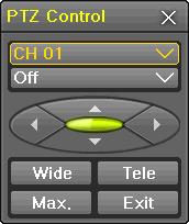 [Figure 5-13. PTZ Control Min./Max.] In the PTZ mode, there are two function; Max. and Min.